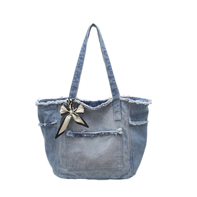 Foreign Trade Denim Bag 2025 New Fashion  Large Capacity Tote Bag