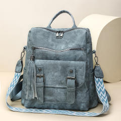 Retro Women's Backpack PU Soft Leather Shoulder Bag Large Capacity Backpack for Women