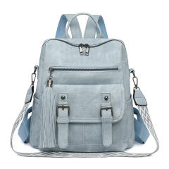 Retro Women's Backpack PU Soft Leather Shoulder Bag Large Capacity Backpack for Women