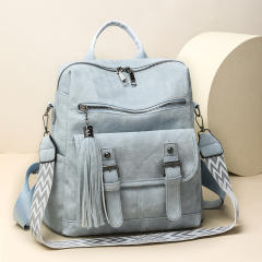 Retro Women's Backpack PU Soft Leather Shoulder Bag Large Capacity Backpack for Women