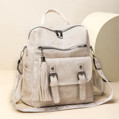 Retro Women's Backpack PU Soft Leather Shoulder Bag Large Capacity Backpack for Women