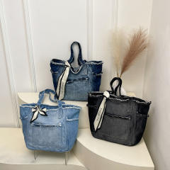 Foreign Trade Denim Bag 2025 New Fashion  Large Capacity Tote Bag