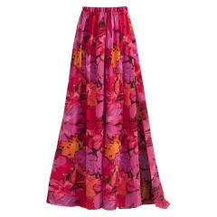 New Green Ink Print Hollow Out Swimsuit Split Umbrella Skirt Holiday suit