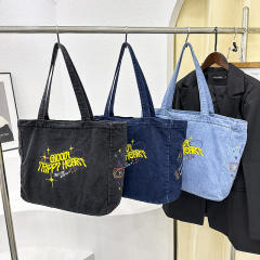 New fashion denim bag ladies casual bg large capacity all-match tote bag