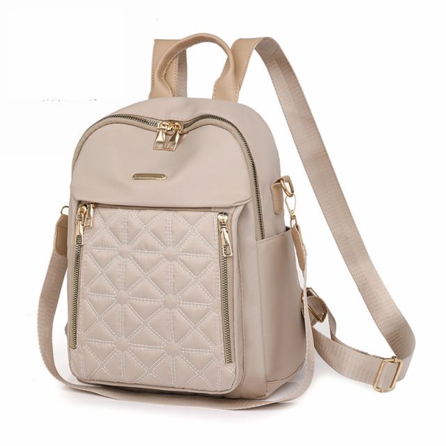 Rhombic Embroidered Thread Backpack Women's All-match Large Capacity Water-repellent Travel Backpack