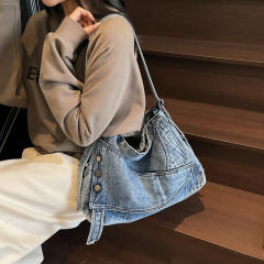 Denim Bag Women's 2025 Retro Crosbody Bag Commuter Large Capacity Tote Bag