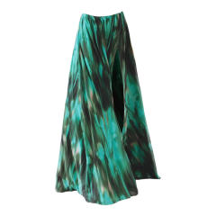 New Green Ink Print Hollow Out Swimsuit Split Umbrella Skirt Holiday suit