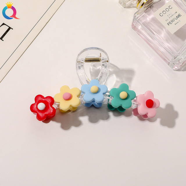 Korean Acrylic flower colorful hair claw clips Female Elegant Sweet Hair Grab