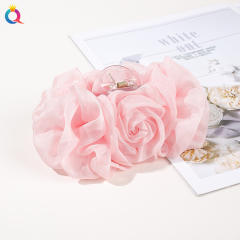 chiffon flower plate hair clip large solid color hair claw clips