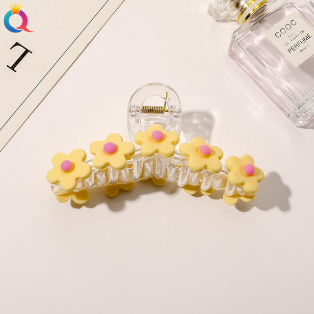 Korean Acrylic flower colorful hair claw clips Female Elegant Sweet Hair Grab