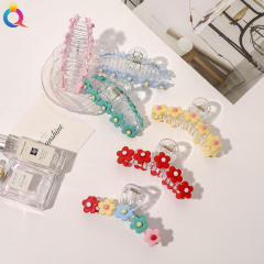 Korean Acrylic flower colorful hair claw clips Female Elegant Sweet Hair Grab
