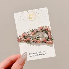 Gentle Style Flower Clip elegant embroidered flowers pink hair pins hair claw clips