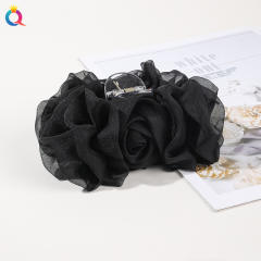 chiffon flower plate hair clip large solid color hair claw clips