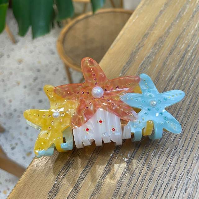 New Ocean Starfish Acetic Acid Grab Clip Diamond Multicolor holiday hair claw clips