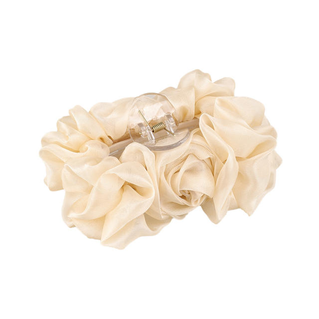 chiffon flower plate hair clip large solid color hair claw clips
