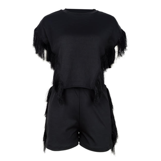 Short-sleeved tassel phoenix tail tassel pants sexy two-piece suit