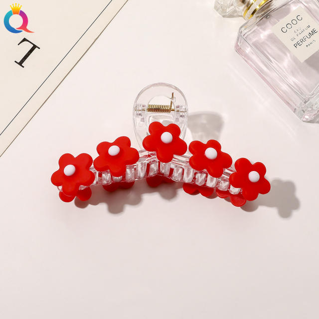 Korean Acrylic flower colorful hair claw clips Female Elegant Sweet Hair Grab