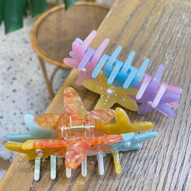 New Ocean Starfish Acetic Acid Grab Clip Diamond Multicolor holiday hair claw clips