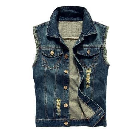 2024 New Summer Men's Slim Fit Ripped Denim Vest