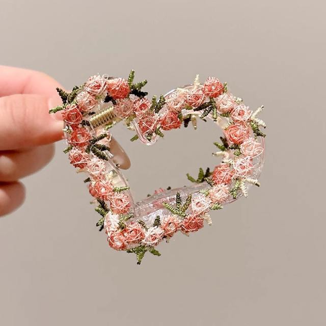 Gentle Style Flower Clip elegant embroidered flowers pink hair pins hair claw clips