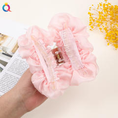 chiffon flower plate hair clip large solid color hair claw clips