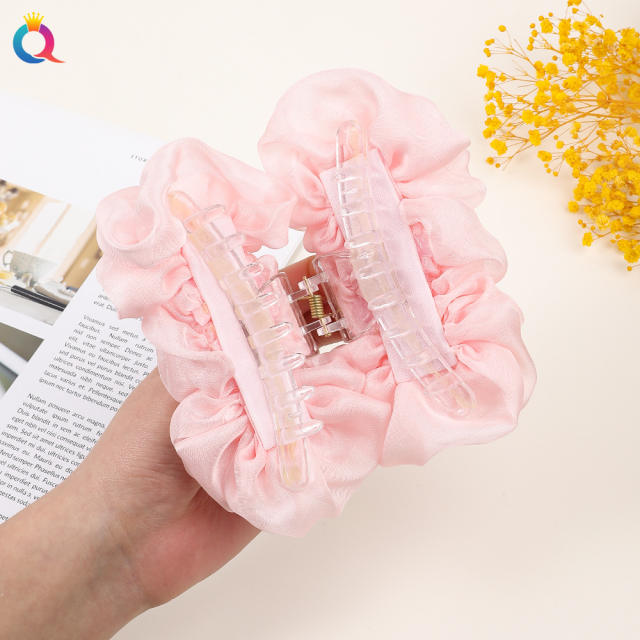 chiffon flower plate hair clip large solid color hair claw clips