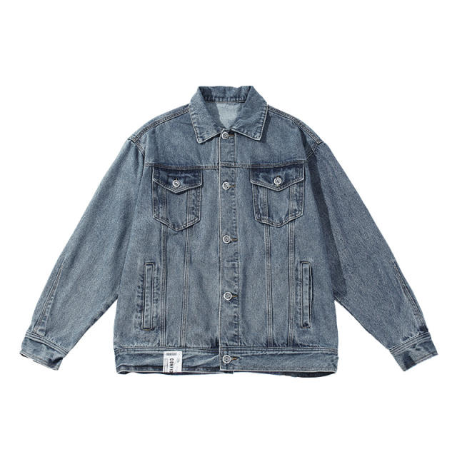 Korean Style Men's Denim Jacket Men's 2025 Spring Retro Washed Loose Lapel Casual Jacket