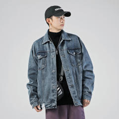 Korean Style Men's Denim Jacket Men's 2025 Spring Retro Washed Loose Lapel Casual Jacket