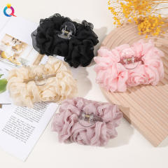 chiffon flower plate hair clip large solid color hair claw clips