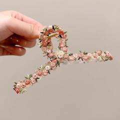 Gentle Style Flower Clip elegant embroidered flowers pink hair pins hair claw clips
