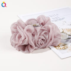 chiffon flower plate hair clip large solid color hair claw clips