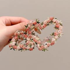 Gentle Style Flower Clip elegant embroidered flowers pink hair pins hair claw clips