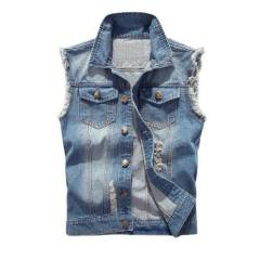 2024 New Summer Men's Slim Fit Ripped Denim Vest