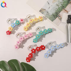Korean Acrylic flower colorful hair claw clips Female Elegant Sweet Hair Grab
