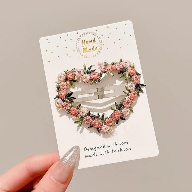 Gentle Style Flower Clip elegant embroidered flowers pink hair pins hair claw clips