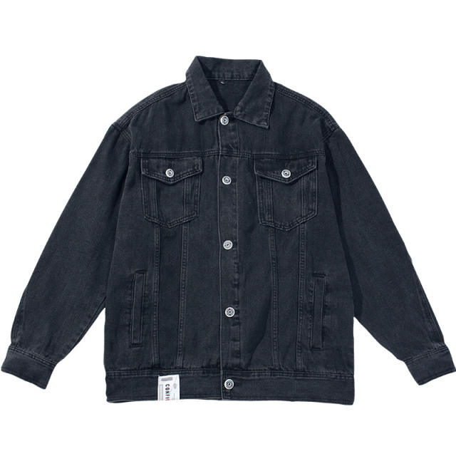 Korean Style Men's Denim Jacket Men's 2025 Spring Retro Washed Loose Lapel Casual Jacket