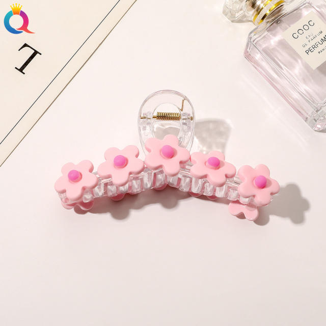 Korean Acrylic flower colorful hair claw clips Female Elegant Sweet Hair Grab
