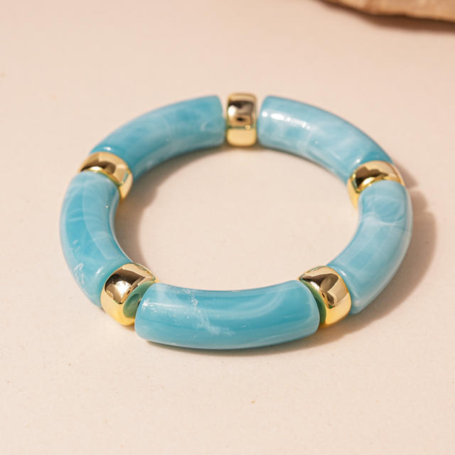 Turquoise Blue Irregular Geometric Resin Bracelet
