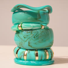 Turquoise Blue Irregular Geometric Resin Bracelet