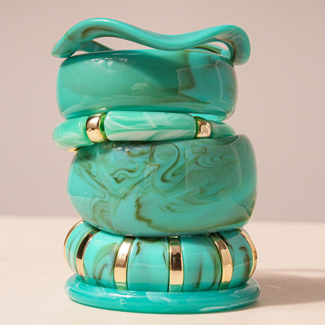 Turquoise Blue Irregular Geometric Resin Bracelet