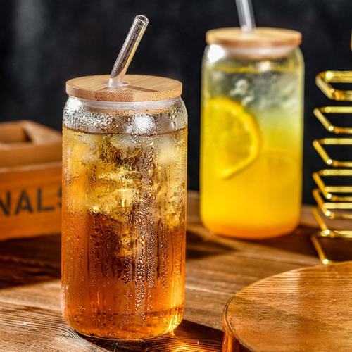 16oz Coke cup high-looking juice coffee cup high temperature resistant glass cup with cover