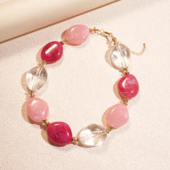 Acrylic Asymmetrical Oval Beaded Necklace bracelet earrings suit