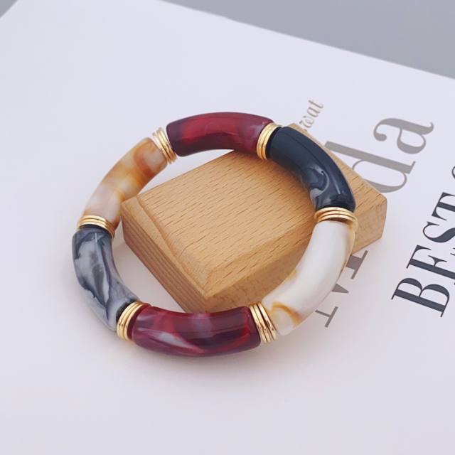 New color matching acrylic bamboo bracelet