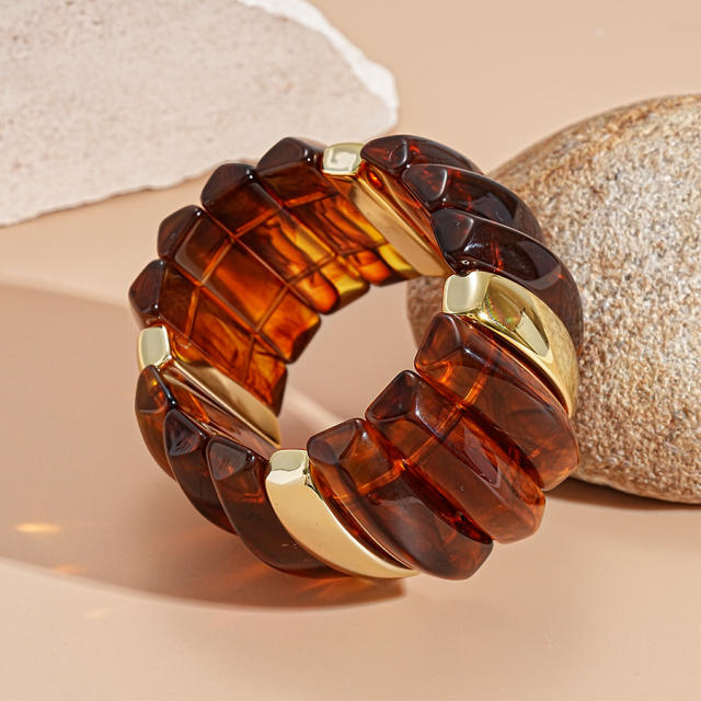 Acrylic Asymmetrical Splicing Geometric Bracelet Retro Exaggerated hand jewelry for women