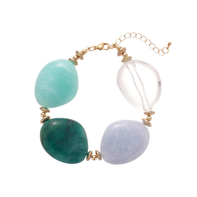 Acrylic Beaded Asymmetrical Oval Chain necklace bracelet earrings suit