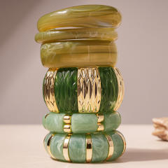 Green Square Geometric Resin Bracelet Retro Exaggerated acrylic Bracelet