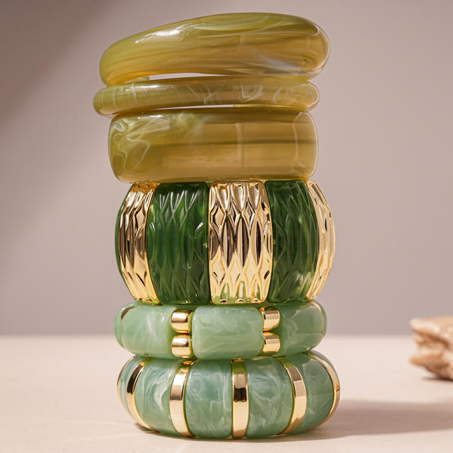 Green Square Geometric Resin Bracelet Retro Exaggerated acrylic Bracelet