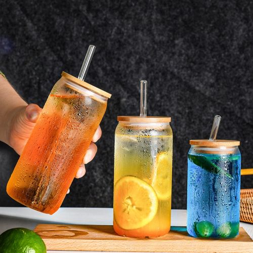 16oz Coke cup high-looking juice coffee cup high temperature resistant glass cup with cover