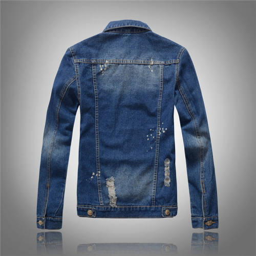 Korean Trendy Large Size Denim Jacket for Men Washed Top Slim-fit Denim Jacket