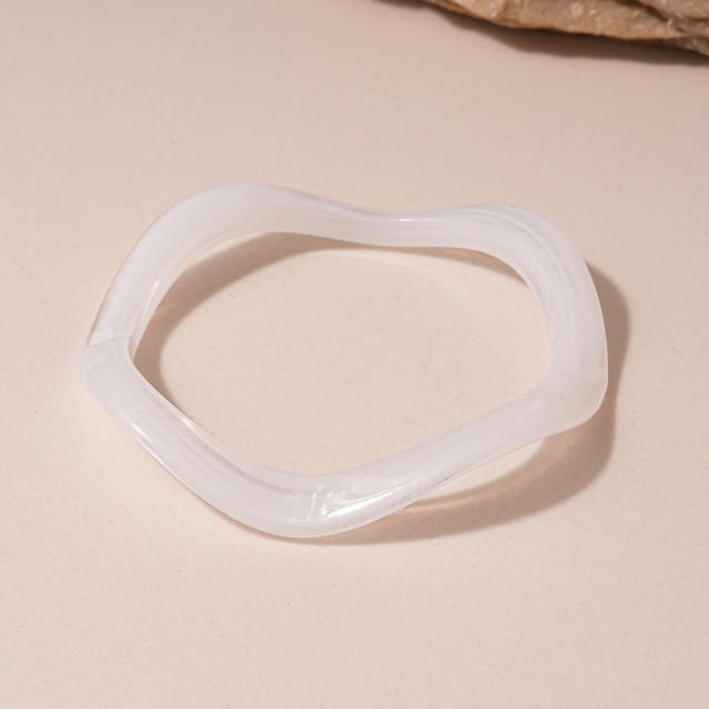 White Irregular Wide Resin Bracelet Personalized Trendy Hand Jewelry